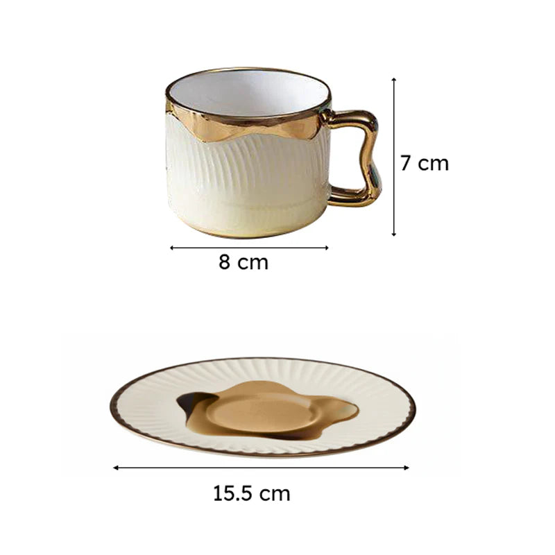 Hairi Beige Porcelain Cup & Saucer Set – 18-Piece Premium Tea Set