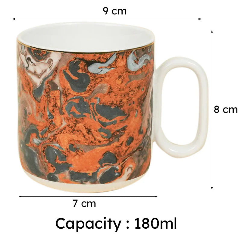 Futura Rust Porcelain Mug Set – Set of 6 (180 ml Each)