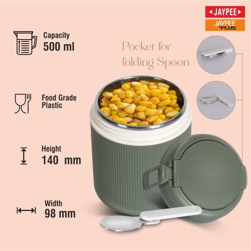Jaypee Solo Meal Stainless Steel Lunch Box 500ml | Ideal for Office, School & Travel | Durable & Hygienic