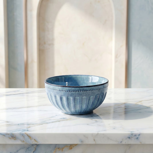 Premium Ceramic Bowl Set of 2 – Tachiso Blue Textured Serving Bowls