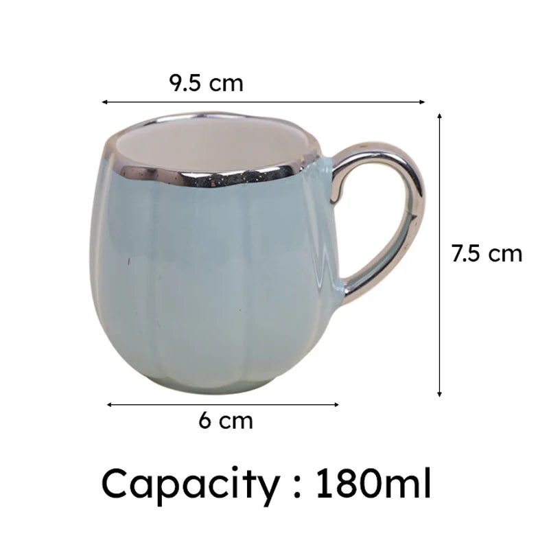 Magina Blue Ceramic Cup Set (180 ml) – Set of 6 Premium Porcelain Cups