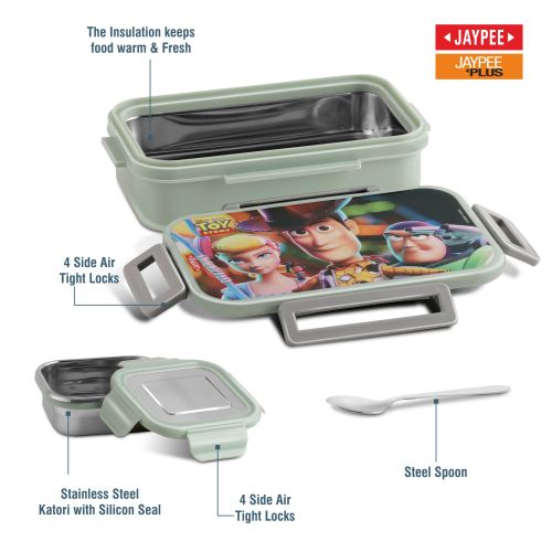 Jaypee Maxteel Kids Insulated Lunch Box – Steel Inner Tiffin with Side Locks & Spoon