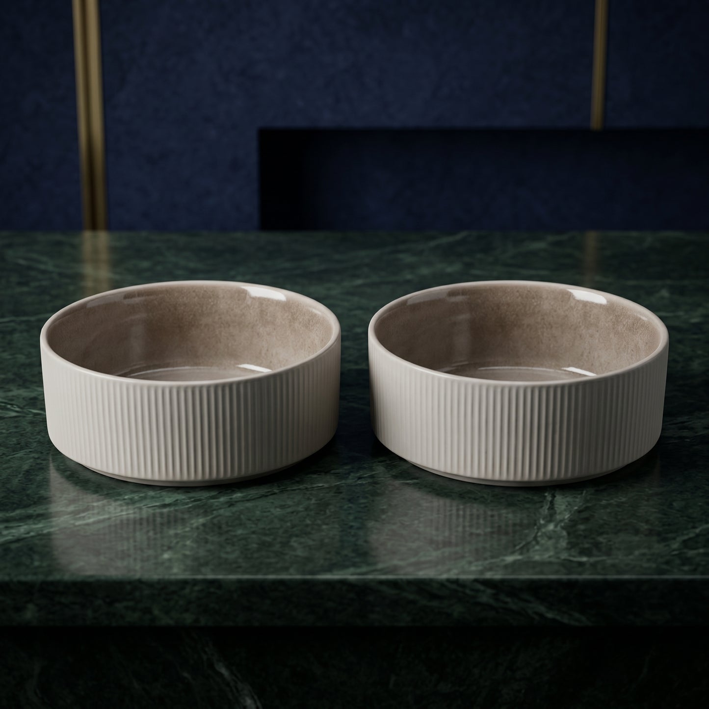 Tachiso Premium Ribbed Ceramic Serving Bowl Set – 2 Pieces