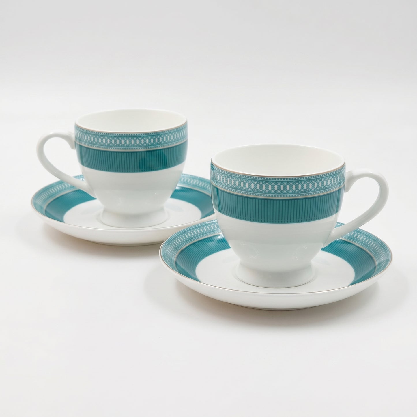 Teal Elegance Cup & Saucer Set – 6 Pieces | Designer Tea Set
