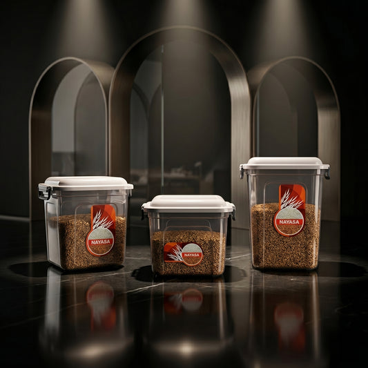 Nayasa Airtight Kitchen Storage Container Set – BPA Free Plastic Food Storage Jars with Lock Lid (Set of 3)