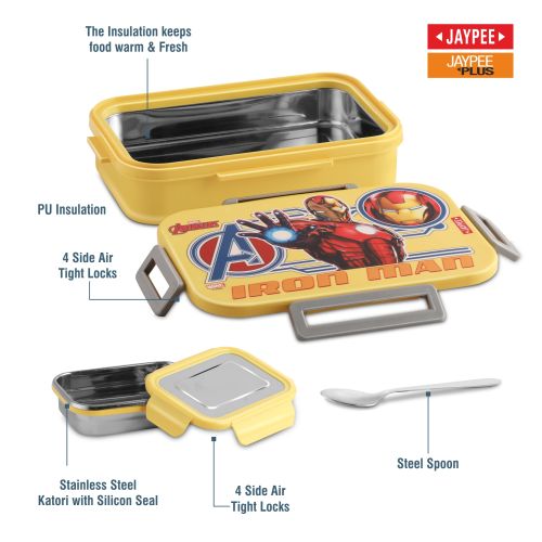 Jaypee Maxteel Kids Insulated Lunch Box – Steel Inner Tiffin with Side Locks & Spoon