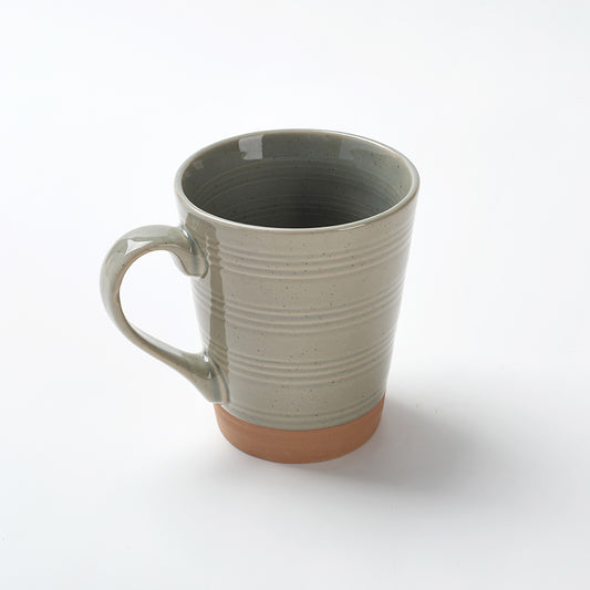 Earthen Mist Ribbed Breakfast Ceramic Cup and Bowl Set (4 Pieces)