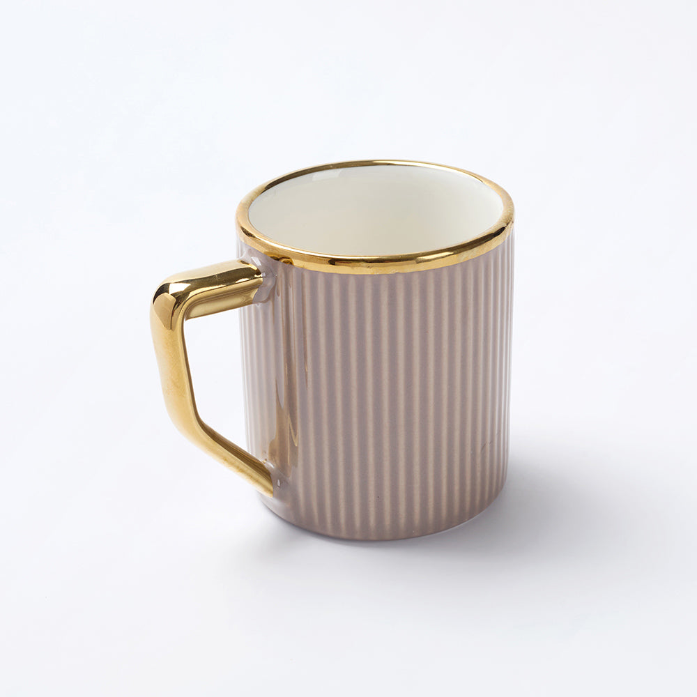 coffee Luxe Ribbed Ceramic Mug Set (6 Pieces)