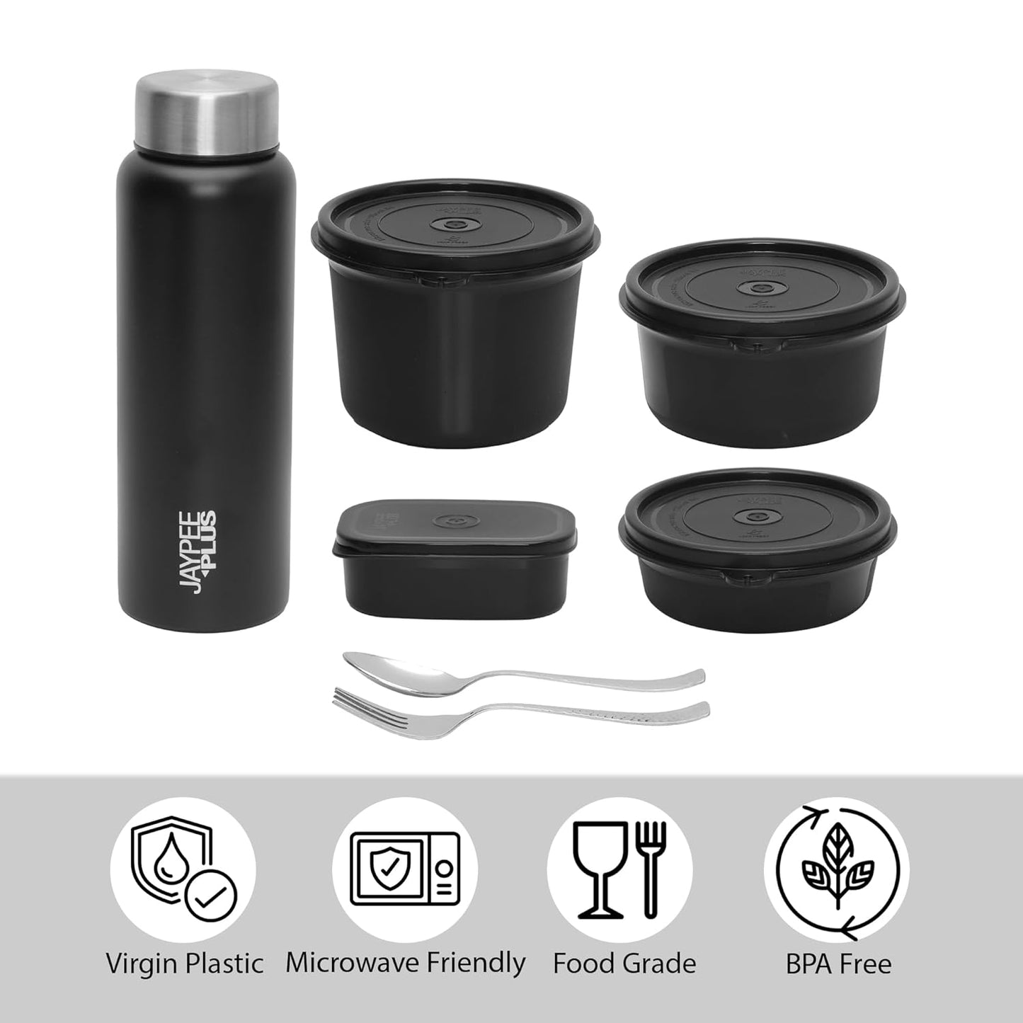 Jaypee Plus Meal Plus Stainless Steel Lunch Box Set (1390 ml, 4 Containers)
