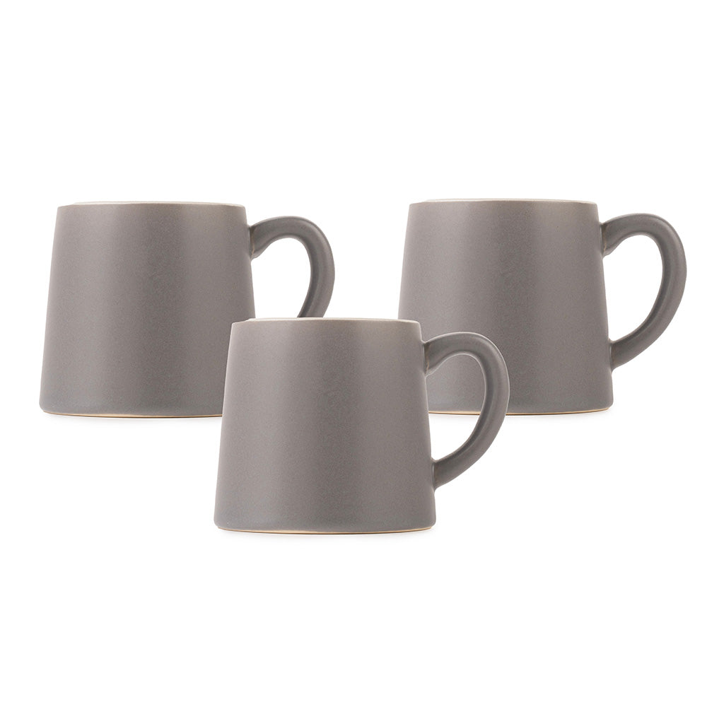 Matte Gray Ceramic Mug Set – 6 Pcs | Modern Minimalist Design