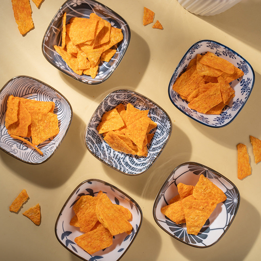 6-Piece Ceramic Bowl Set – Japanese Style Blue & White Printed Serving Bowls