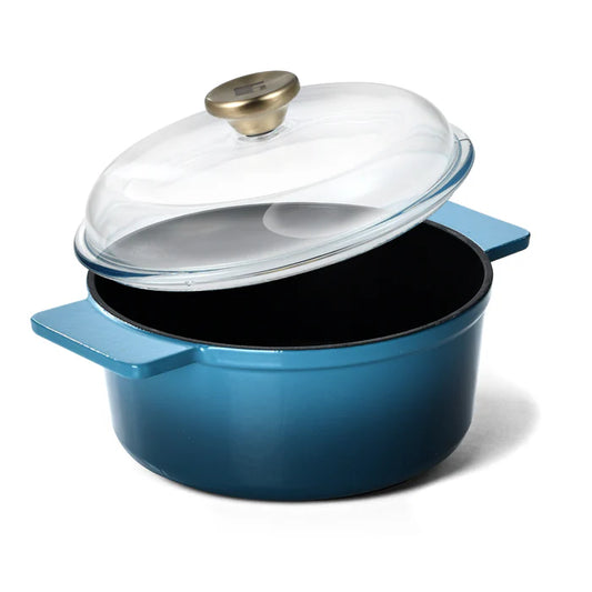 Excalibur Light Cast Iron Casserole with Lid – Blue | Bergner Premium Cookware