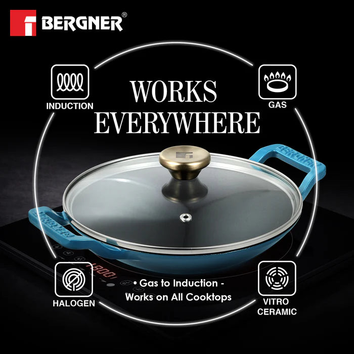Excalibur Cast Iron 22cm (1L) Appachetty with Lid | Induction & Gas Compatible