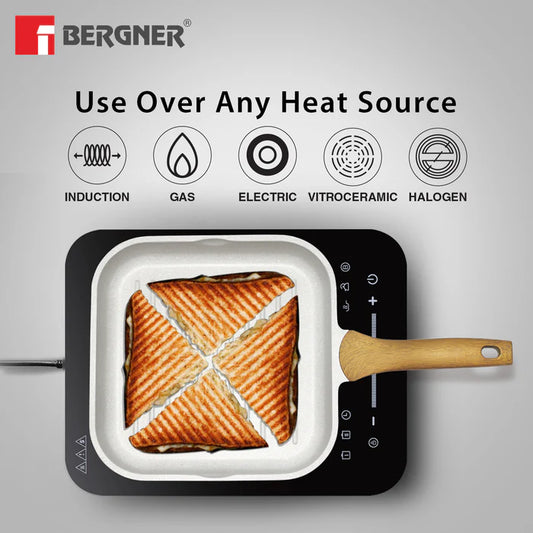 Naturally Cast Aluminum 26 cm Grill Pan – Even Heating, Induction & Gas Stove Compatible