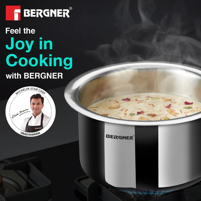 Argent TriPly Stainless Steel Tope with Lid | Induction Bottom | Premium Cooking Pot