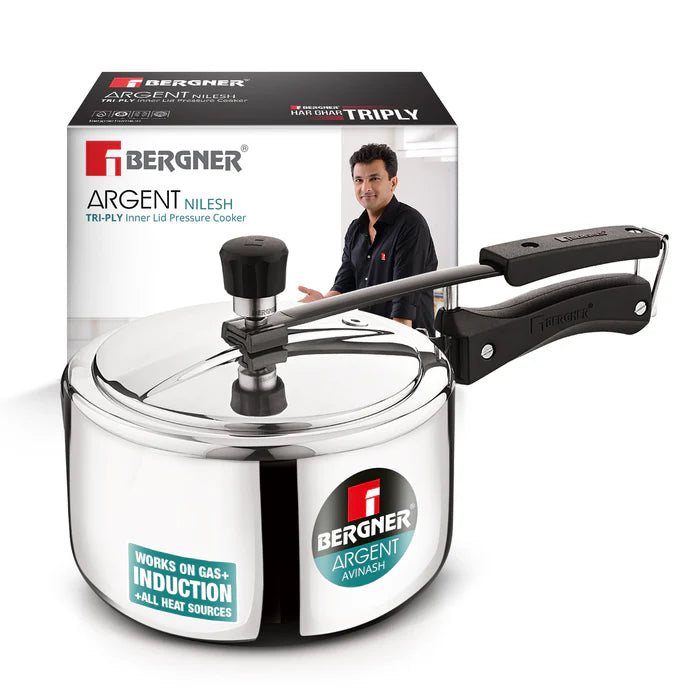 Argent Tri-Ply Inner Lid Pressure Cooker | Stainless Steel | Fast & Even Cooking