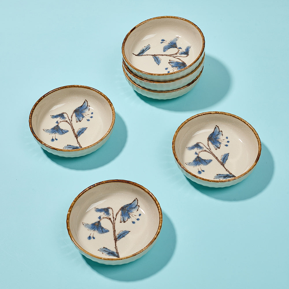 Delicate Wildflower Ceramic Bowls with Gold Rim
