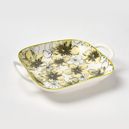 Delicate Yellow Floral Ceramic Serving Collection