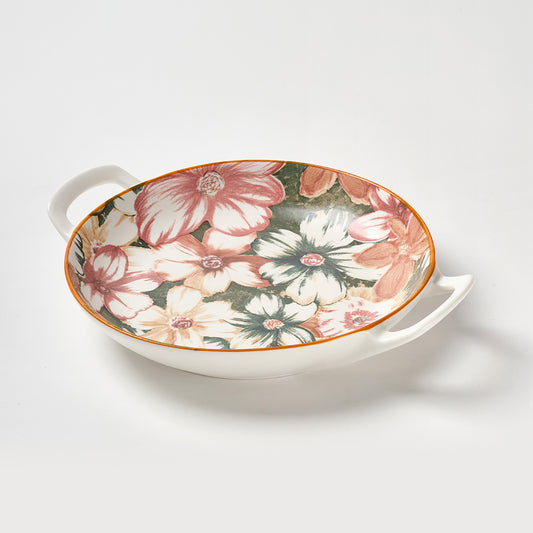 Bold Floral Design Ceramic Serving Trays