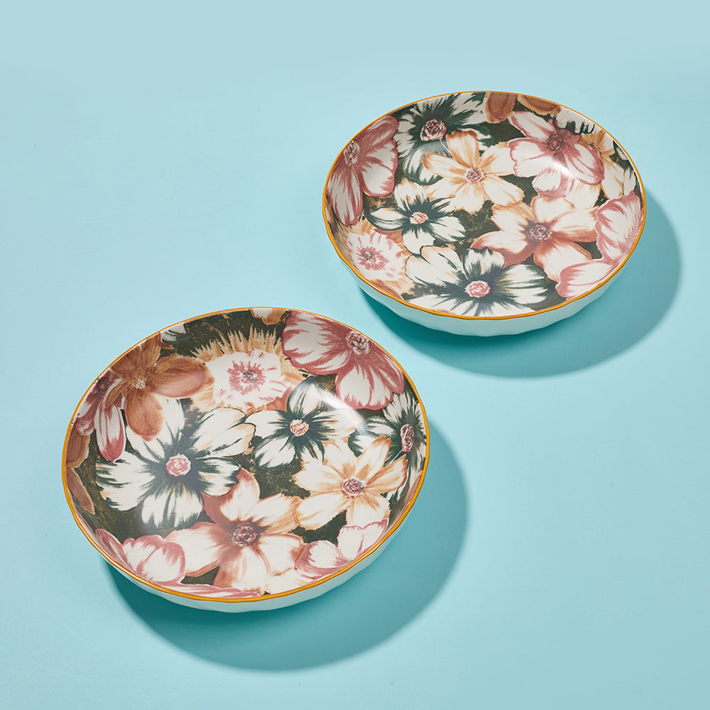 Vintage-Style Tropical Flower Print Serving Plates
