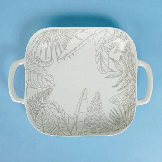 Tachiso Celene Square Porcelain Platter Set – Black & White (Pack of 2)