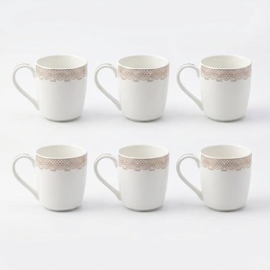 Royal Lace Premium Ceramic Mug Set (6 Pieces)