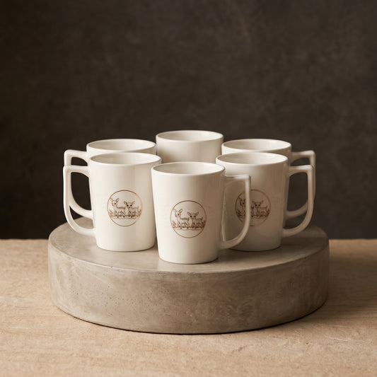 Elegant Ceramic Coffee Mug Set of 6 – Deer Print Design