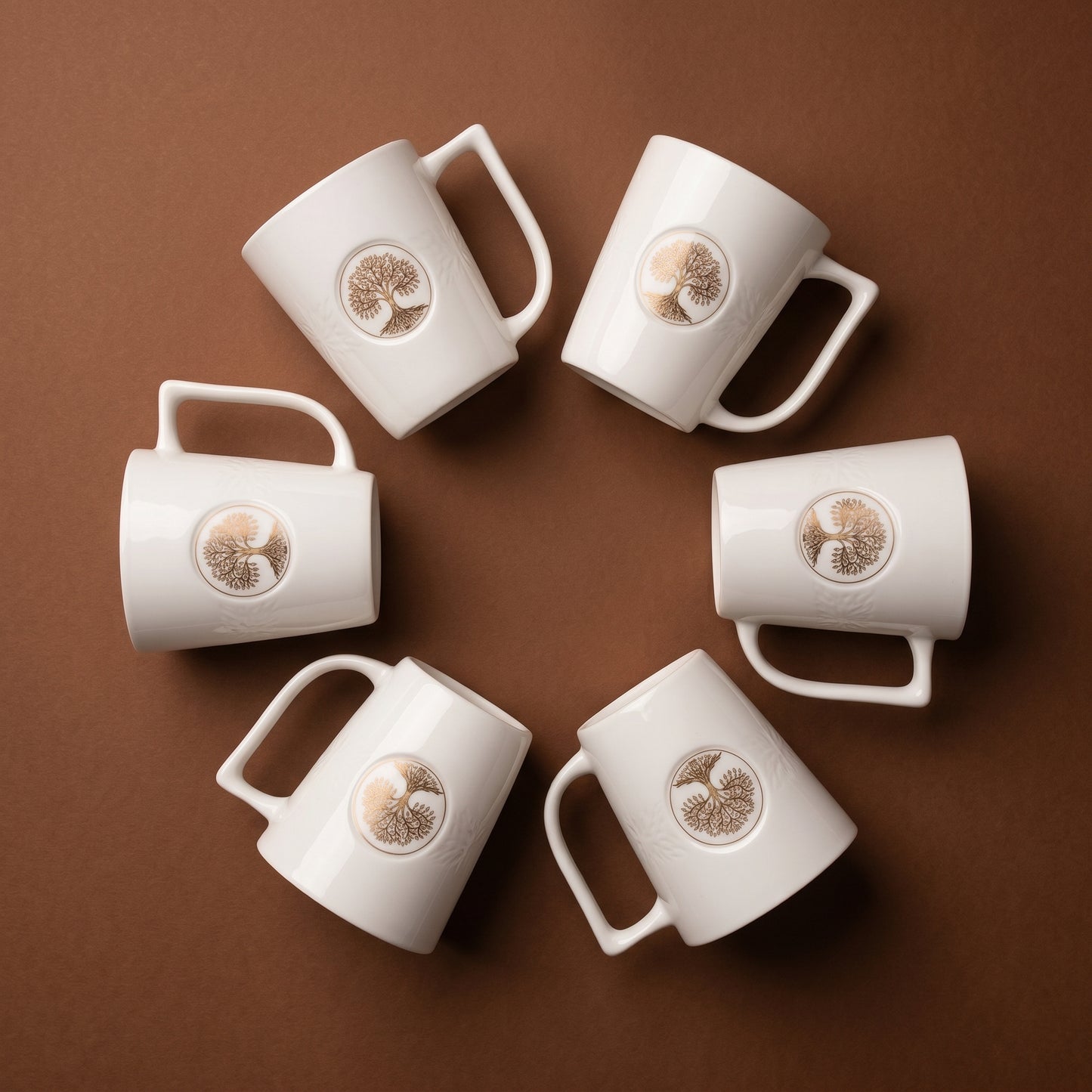 Premium Ceramic Coffee Mug Set of 6 – Tree of Life Design