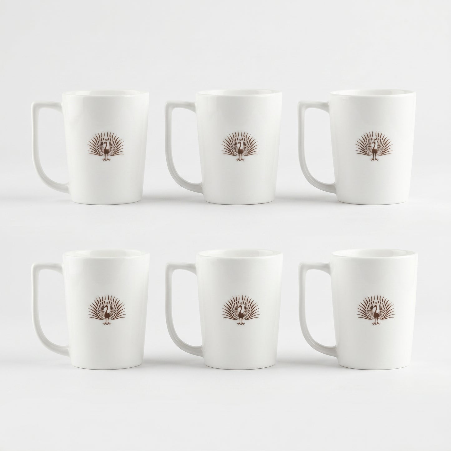 Premium Ceramic Coffee Mug Set of 6 – Peacock Design