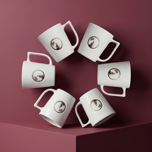 Serenity Tree Premium Ceramic Mug Set (6 Pieces)