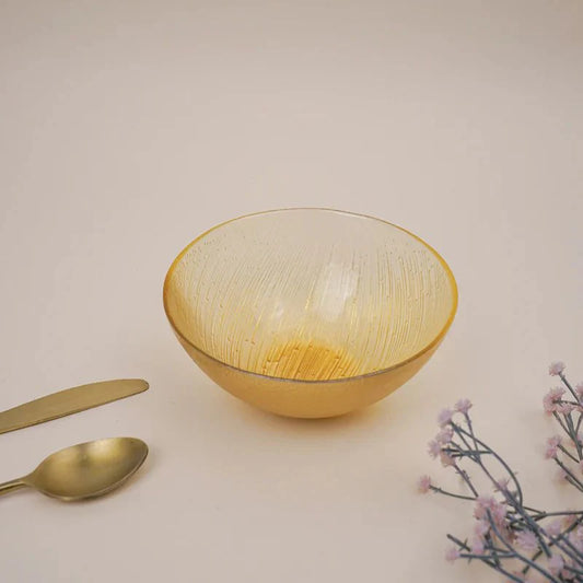 Tachiso Vemi 620 ml Gold Glass Serving Bowls – Premium Set of 2