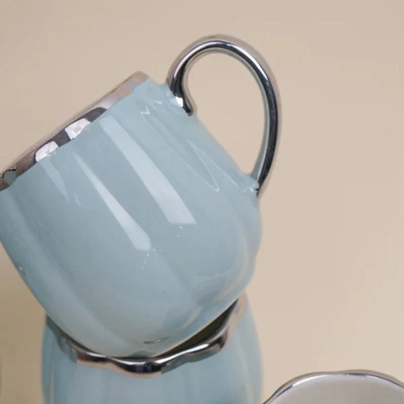 Tachiso Magina 180 ml Blue Porcelain Tea & Coffee Cups – Set of 6