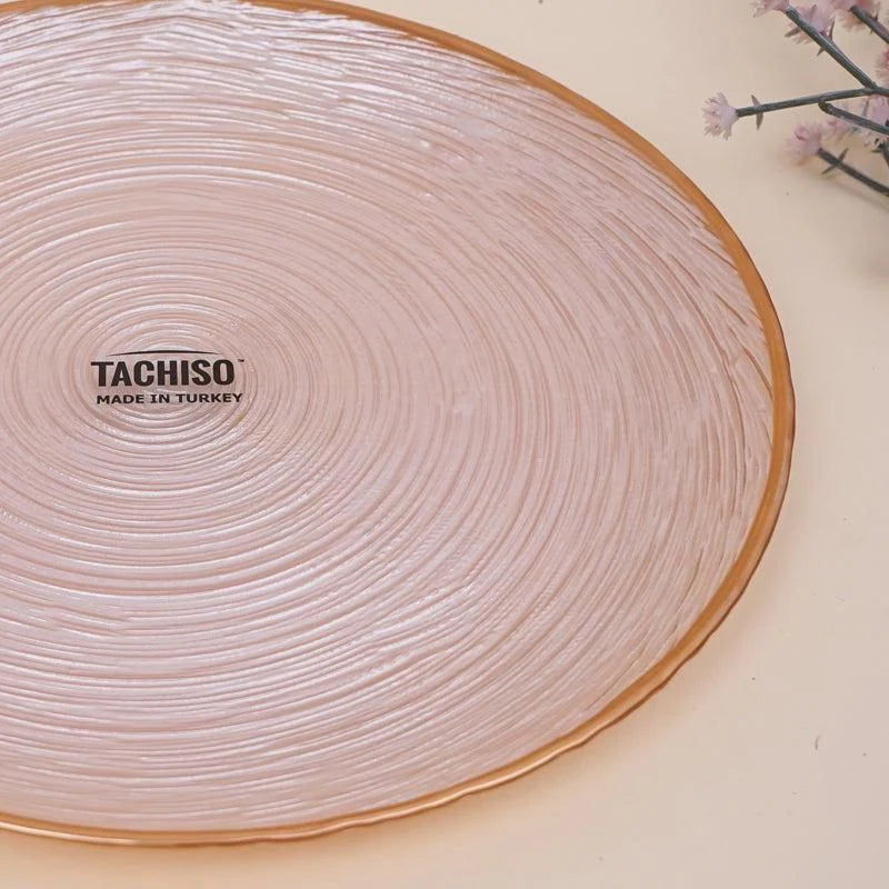 Tachiso Hali Beige Dinner Plates – Premium Glass Plates, Set of 2