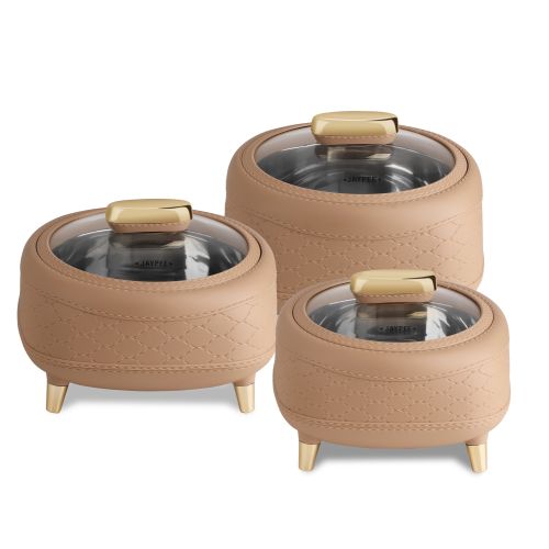 Jaypee Kingston Klass Casserole Set (3 Pcs) | PU Insulation | Stainless Steel Inner | Keeps Food Hot & Fresh