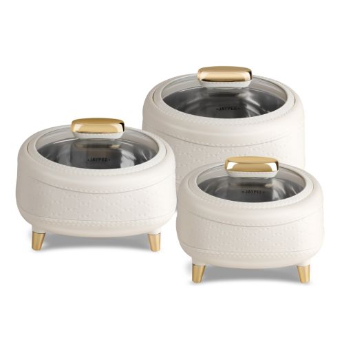 Jaypee Kingston Klass Casserole Set (3 Pcs) | PU Insulation | Stainless Steel Inner | Keeps Food Hot & Fresh