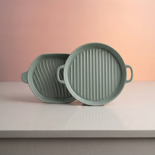 Tachiso Premium Ceramic Grill & Bake Dish Set – Sage Green