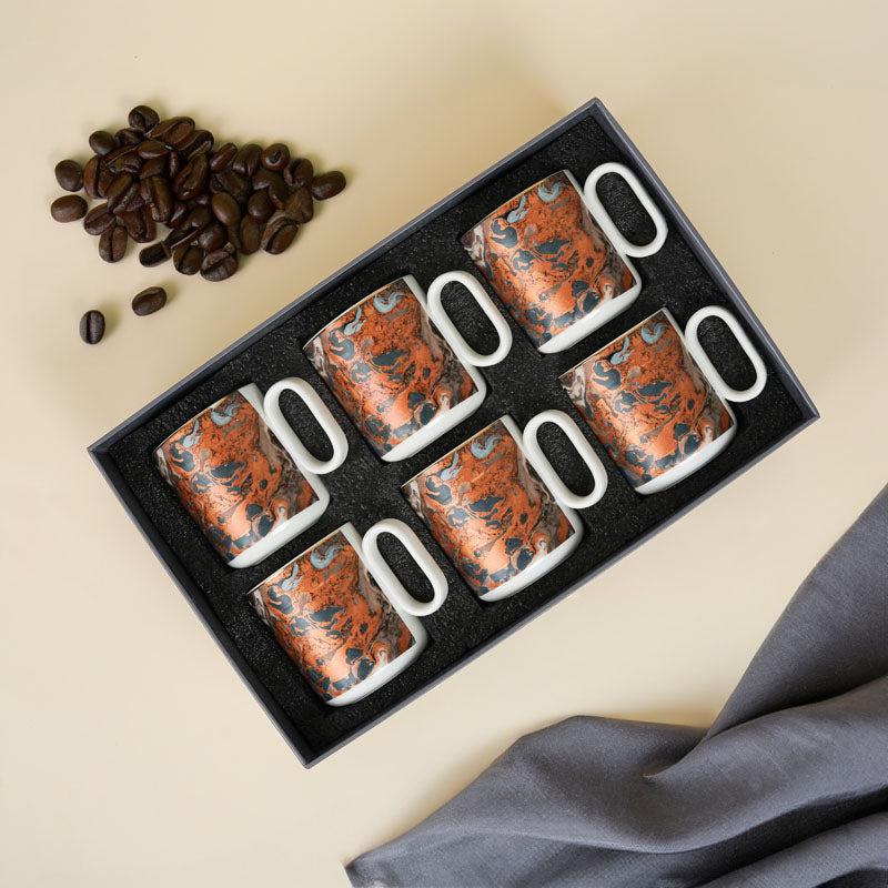 Futura Rust Porcelain Mug Set – Set of 6 (180 ml Each)