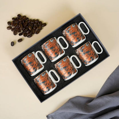 Futura Rust Porcelain Mug Set – Set of 6 (180 ml Each)