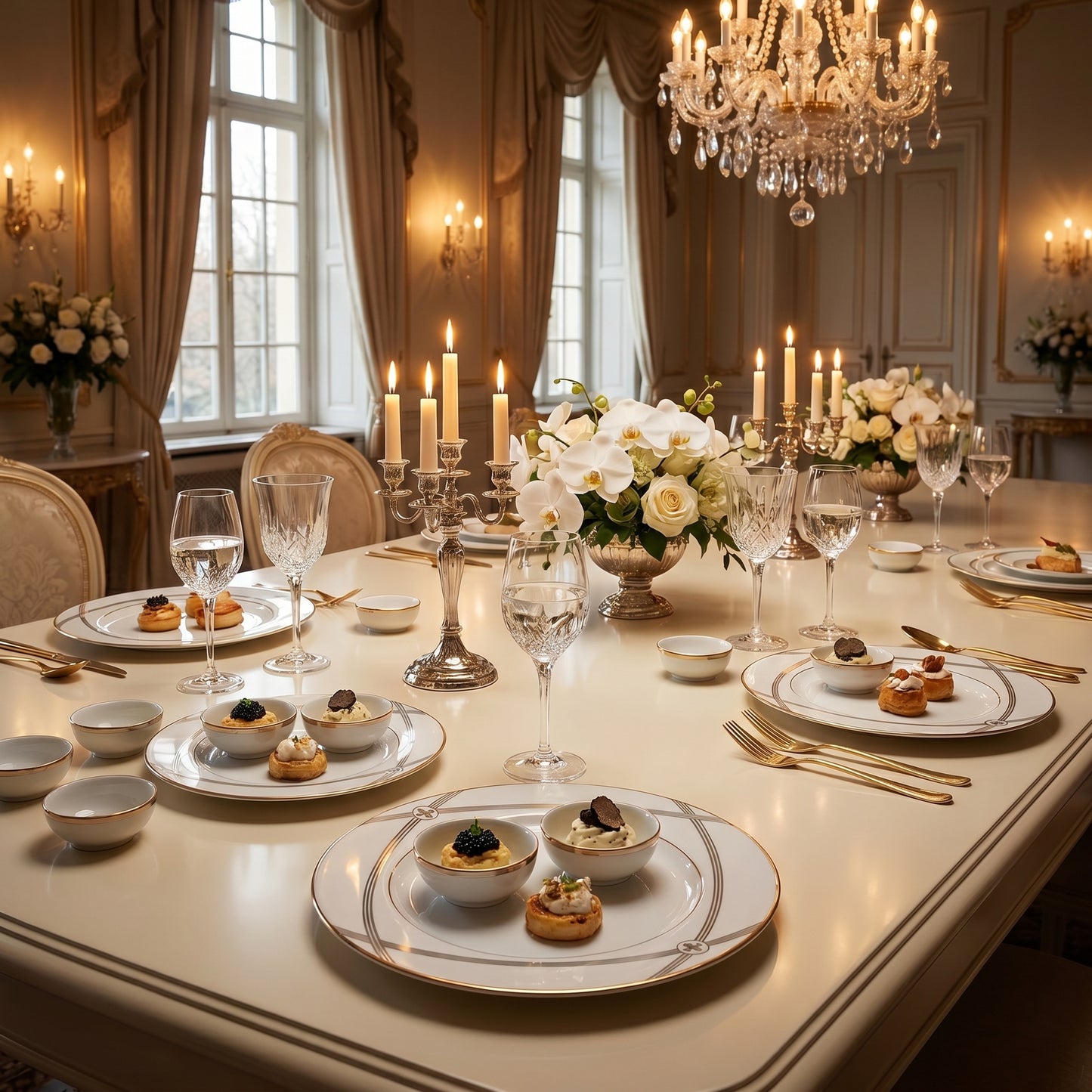Premium Porcelain Dinner Set – 12 Pieces Elegant White & Gold Dining Collection