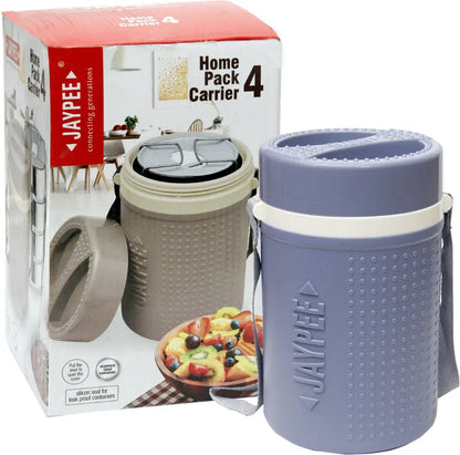 Jaypee Homepack Stainless Steel Lunch Box with Carrier | 4 Containers | 1500 ml | Ideal for Office & Travel