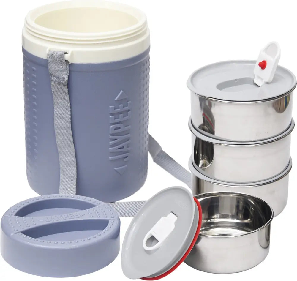 Jaypee Homepack Stainless Steel Lunch Box with Carrier | 4 Containers | 1500 ml | Ideal for Office & Travel