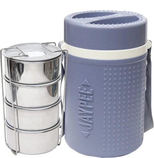 Jaypee Homepack Stainless Steel Lunch Box with Carrier | 4 Containers | 1500 ml | Ideal for Office & Travel