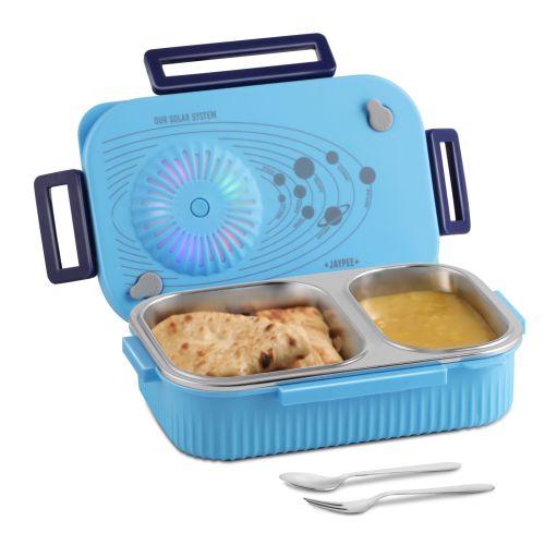 LED Light Kids Insulated Lunch Box with Steel Inner, Spoon & Fork | 360° Leakproof Tiffin