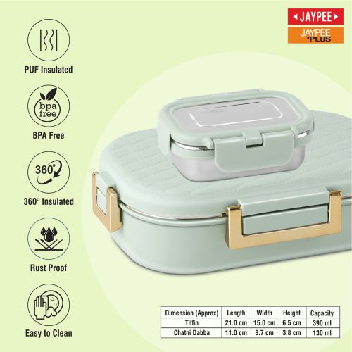 Jaypee LuxLunch Kids Insulated Lunch Box with Stainless Steel Inner – PU Insulation, Airtight Gold Locks, BPA Free