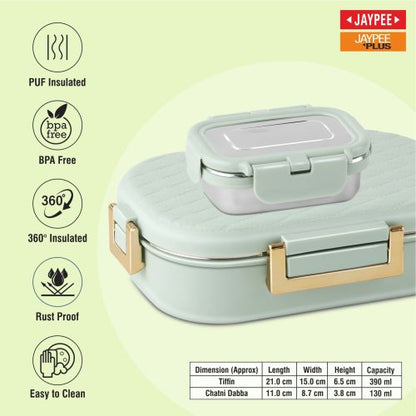 Jaypee LuxLunch Kids Insulated Lunch Box with Stainless Steel Inner – PU Insulation, Airtight Gold Locks, BPA Free