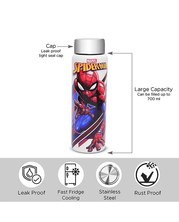 Jaypee Plus Galaxy Prime Stainless Steel Disney Marvel Spider-Man 3D Print Kids Water Bottle | Leak Proof & Rust Proof | 720ml