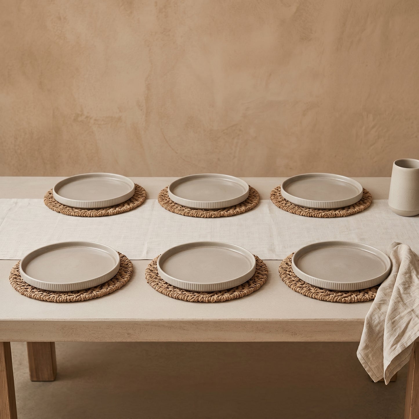 Tachiso Premium Ribbed Ceramic Snack & Dessert Plate Set – 6 Pieces