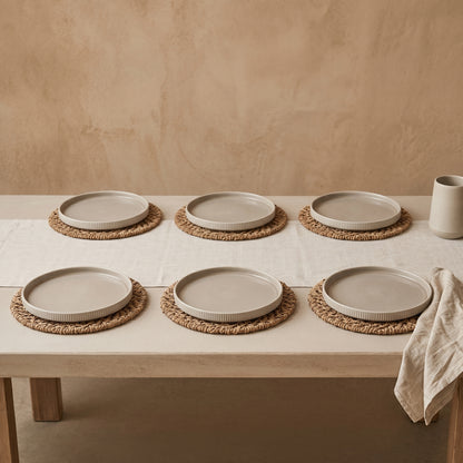 Tachiso Premium Ribbed Ceramic Snack & Dessert Plate Set – 6 Pieces