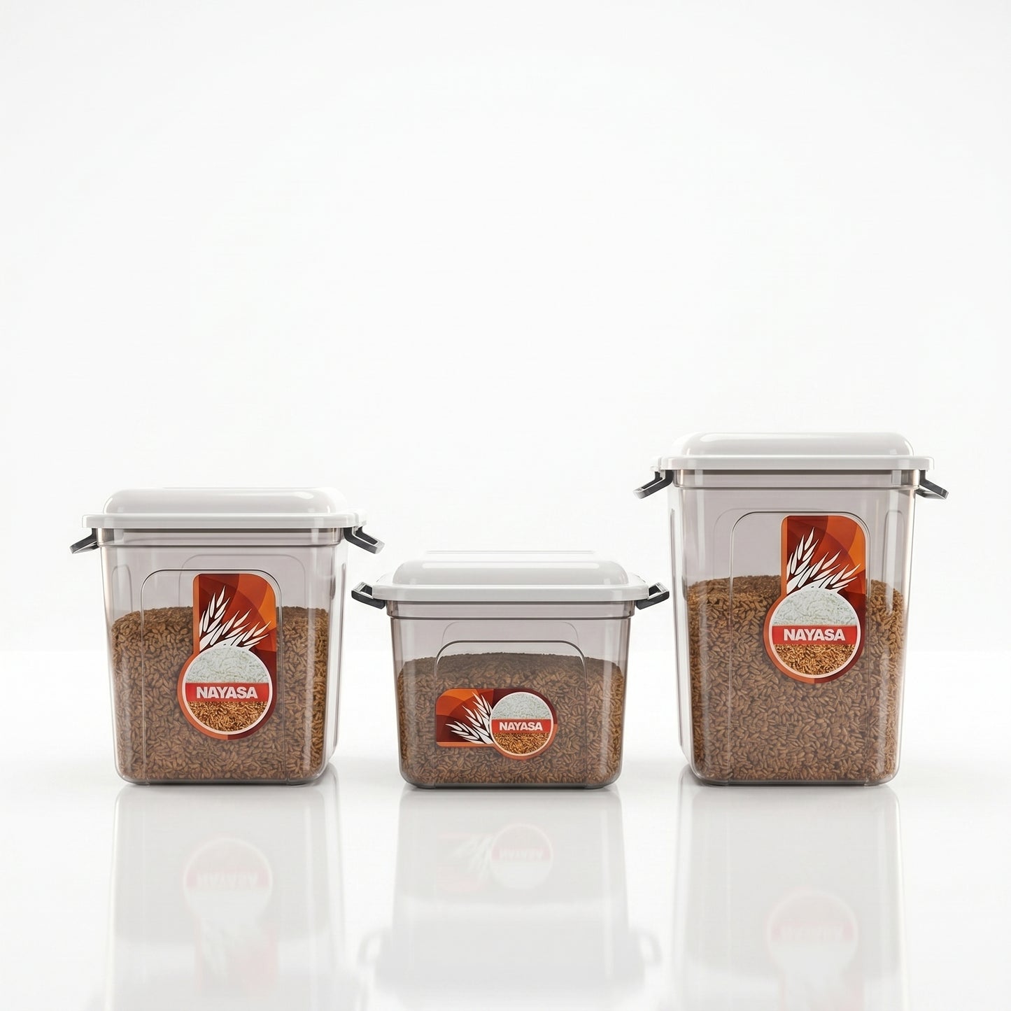 Nayasa Airtight Kitchen Storage Container Set – BPA Free Plastic Food Storage Jars with Lock Lid (Set of 3)