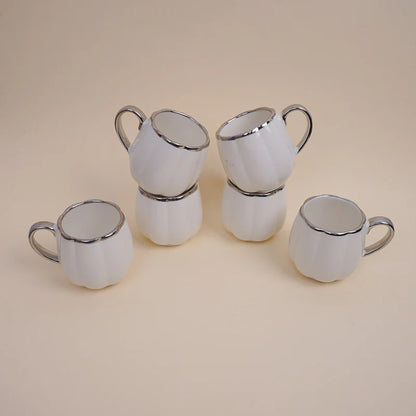 Premium Magina White Porcelain Cup Set (6 Pieces, 180 ml)